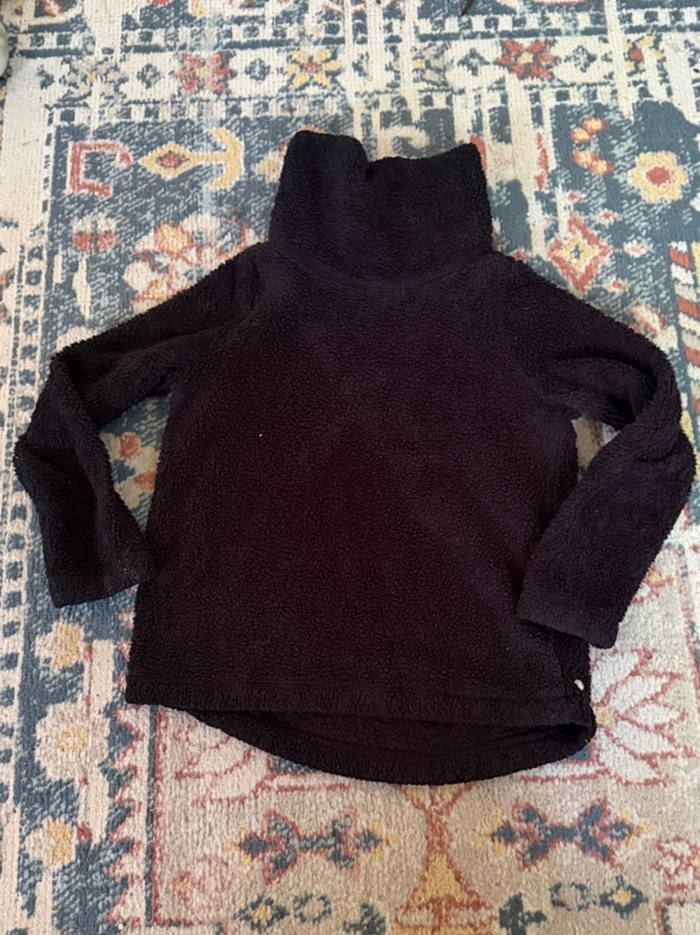 Nordstrom kids fuzzy teady Black Turtleneck Cozy Pullover Hoodie